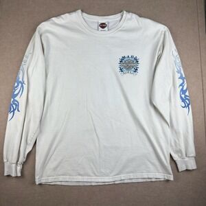 Vintage Harley-Davidson Shirt Mens L White‎ Maui Hawaii Flames USA Long Sleeve